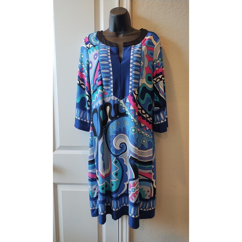 WOMEN’S PSYCHEDELIC/GEOMETRIC SUNNY LEIGH DRESS 3/4 SLEEVES size Large